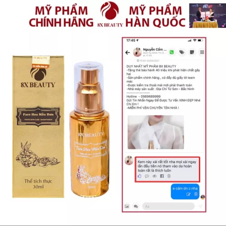 Kem Face Hoa Mẫu Đơn 8X BEAUTY