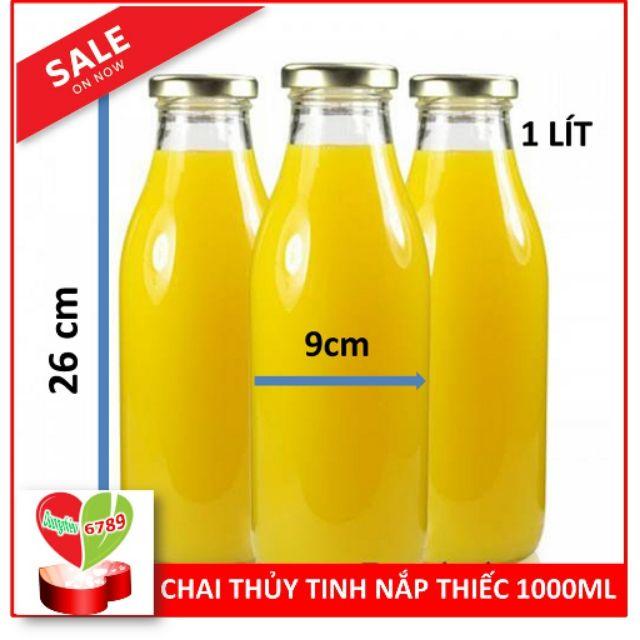 Chai thủy tinh đựng sữa, mật ong 1000ml