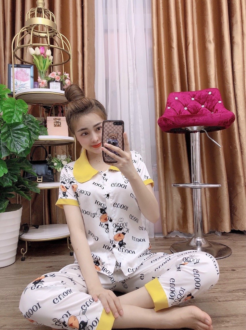 Đồ Bộ Pijama Vải Lụa Satin Siêu Xịn Mát Mẻ Freesize Dưới 53KG Nguyên Khánh Store