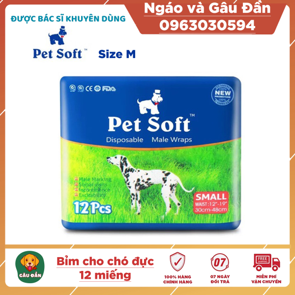 Bỉm vệ sinh cho chó đực Pet Soft 12 chiếc size M (6-11kg)