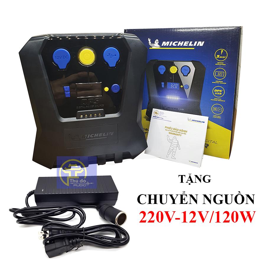 Máy bơm lốp tự ngắt michelin 12266 - dùng bơm lốp cho ô tô và xe máy. tặng chuyển nguồn 220v-12v 120w