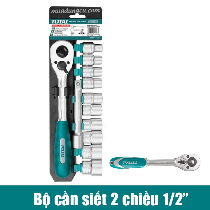 Bộ 12 cái đầu tuýp (1/2 inch) & cần 2 chiều Total THT141121