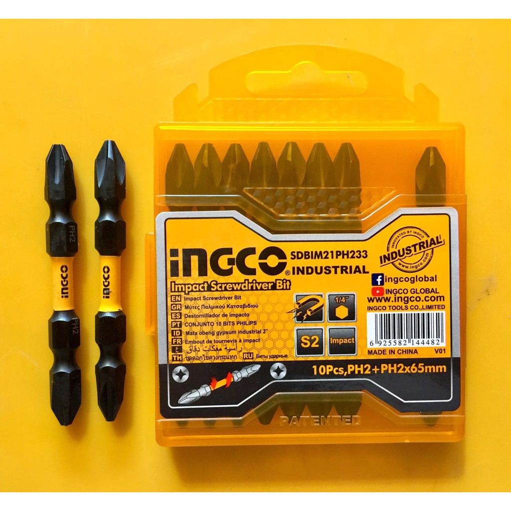 Bộ 10 mũi bắt vít hai đầu PH2+PH2x65mm (có nam châm hít) SDBIM21PH233