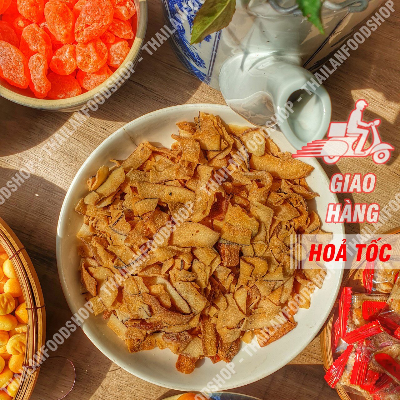 Cơm Dừa Sấy Giòn Lon 400Gr & Túi 1KG
