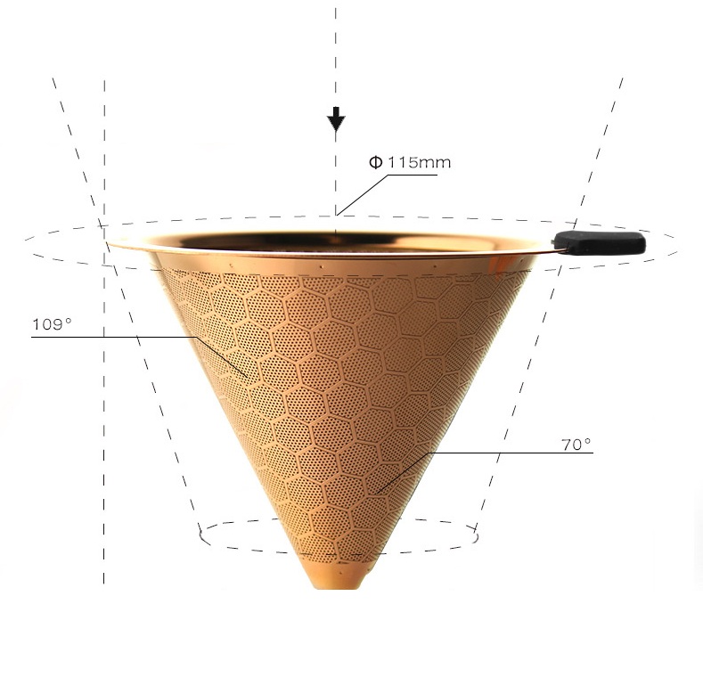 [HCM]PHỄU LỌC KHÔNG GIẤY BARCAFE DRIPPER HONEYCOMB ROSE GOLD HAND FLUSH FILTER-WITHOUT BASE