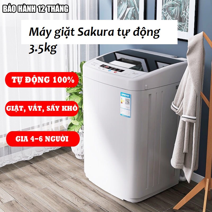 Máy giặt 3.5kg SAKURA hoàn toàn tự động cho gia đình 3-5người, máy giặt tự động, máy giặt mini tự động, máy giặt gia đình tự động