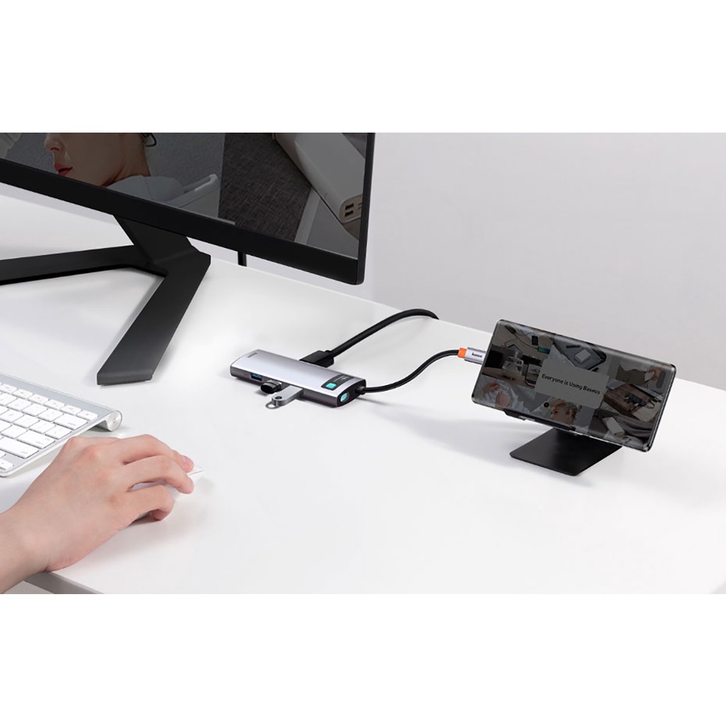 (Hub) Bộ chuyển đổi đa năng Baseus Type-C to HDMI USB3.0 SD Card Reader Type C PD 100W, Multifunctional HUB) - CAHUB , Dùng cho TIVI , Màn Hình Máy Tính