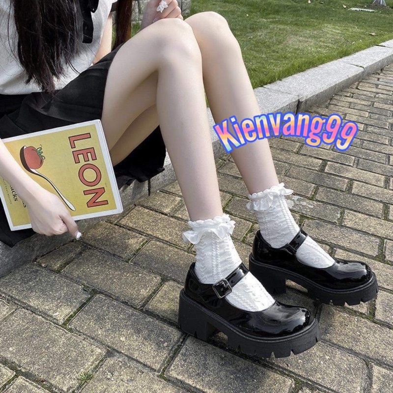 Sẵn hàng Giày Lolita đế cao 6cm phong cách vintage ulzzang chất da Pu mềm mịn không đau chân