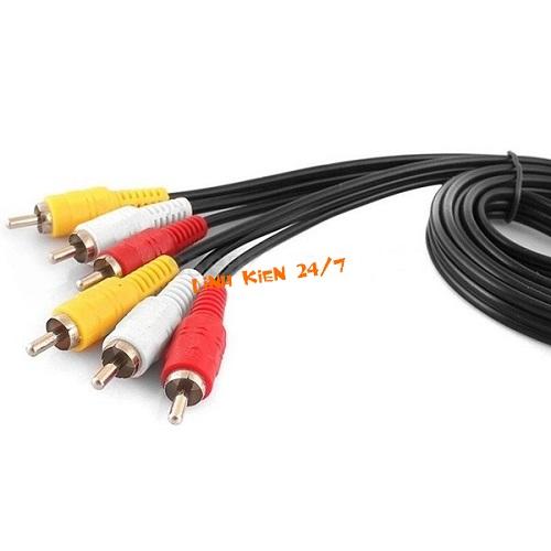 Dây cáp av/rca 3 đầu hoa sen đực ra 3 đầu hoa sen đực dài 3m
