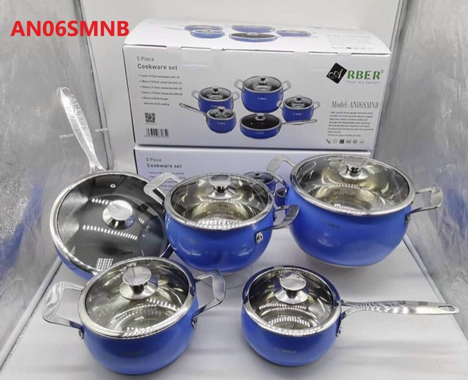 Bộ nồi inox arber cao cấp AN06SMDT và AN06SMNThai màu xanh lá cây và xanh nước biển