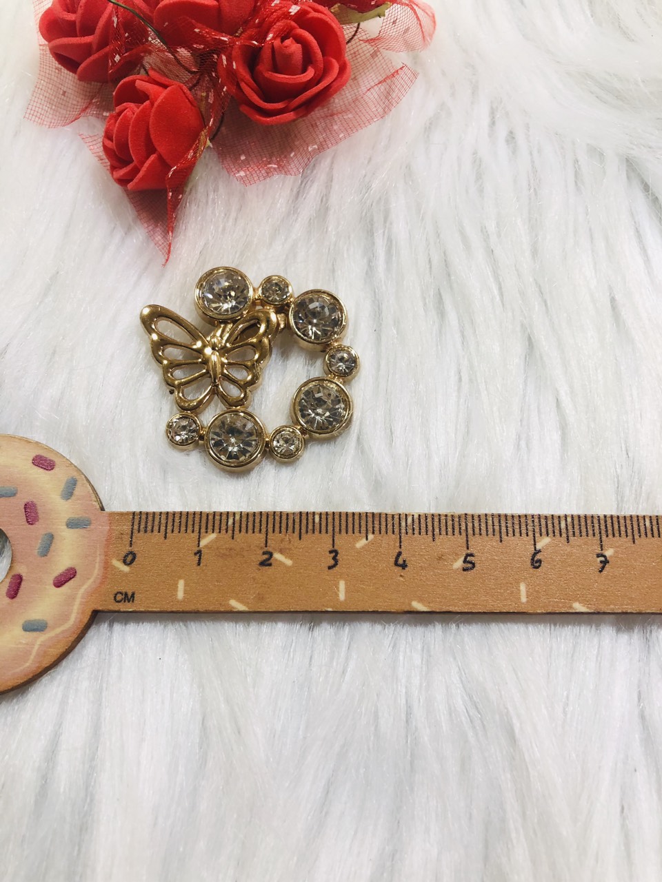 [HCM]Cài áo hoa đính đá phối bướm. KT 4x4cm