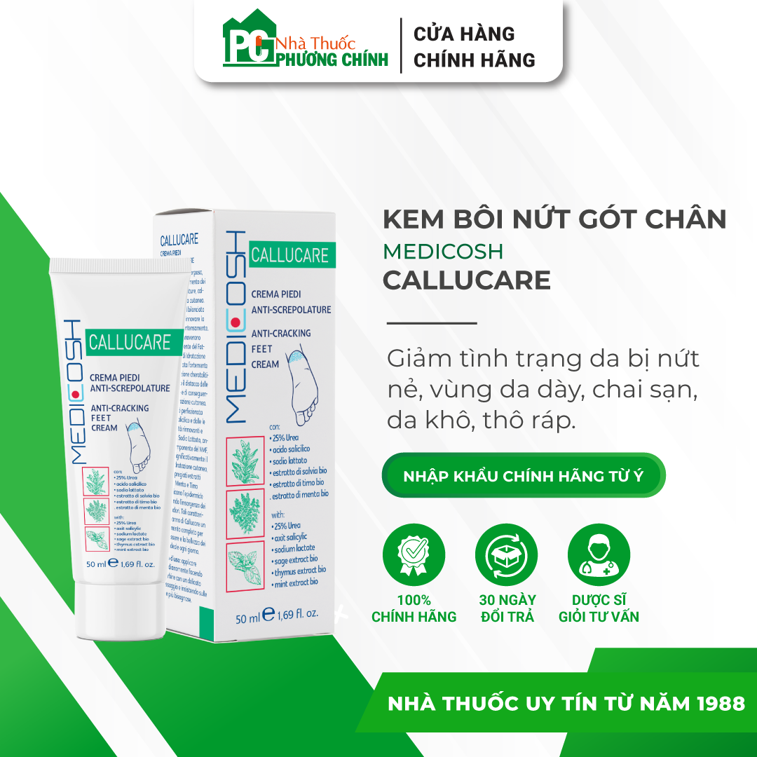 Kem nứt gót chân medicosh callucare - giúp giảm nứt nẻ, chai sừng, thô ráp gót chân