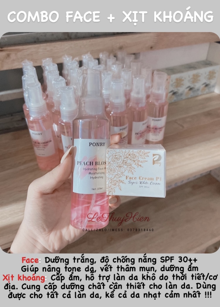 COMBO FACE & XỊT KHOÁNG HOA ĐÀO