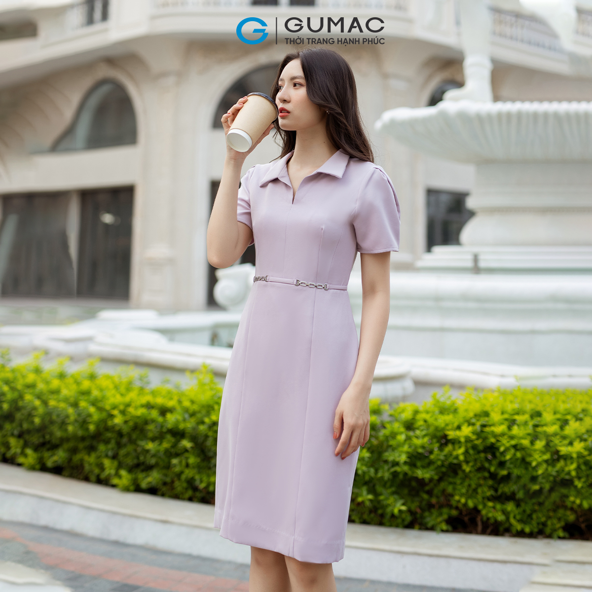 Đầm nữ bút chì khoen eo GUMAC DD07066