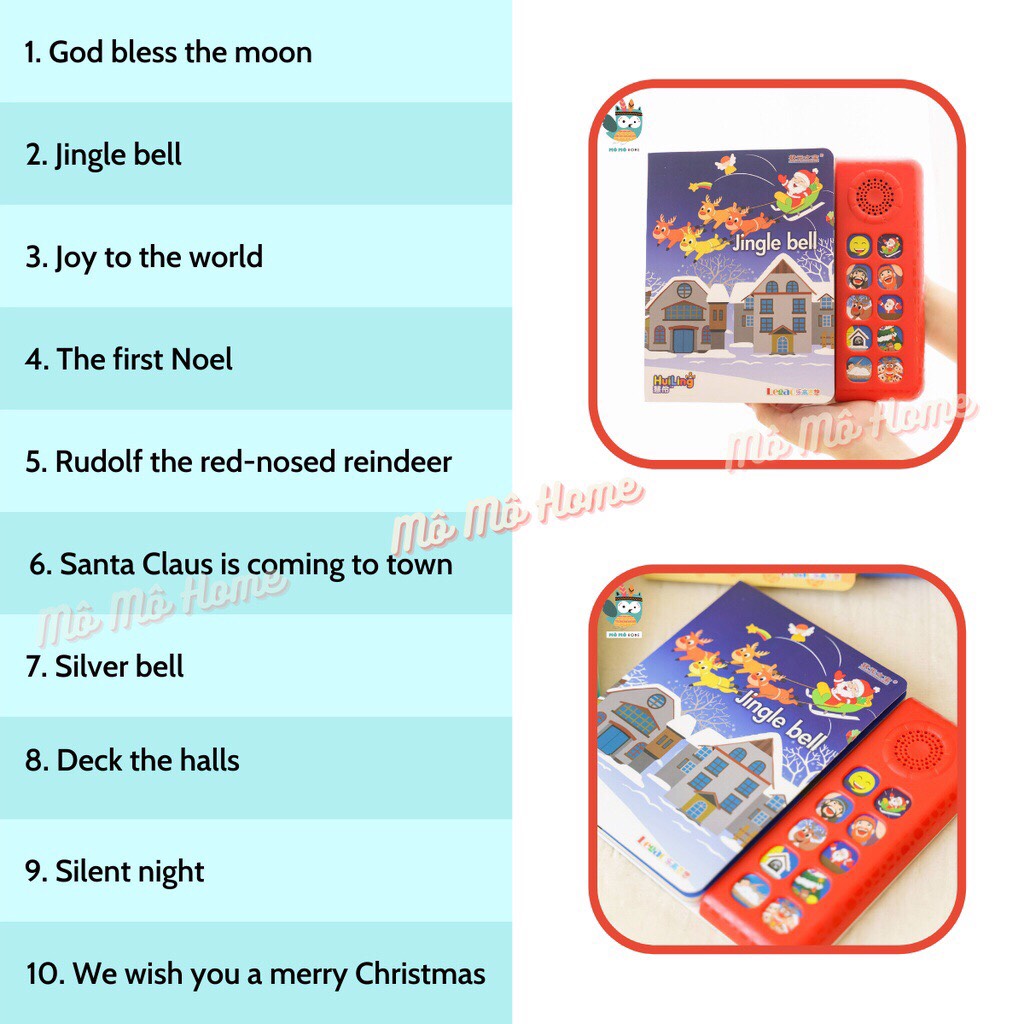 Sách nhạc tiếng anh/ đồ chơi âm thanh gồm 10 bài hát vui nhộn cho bé