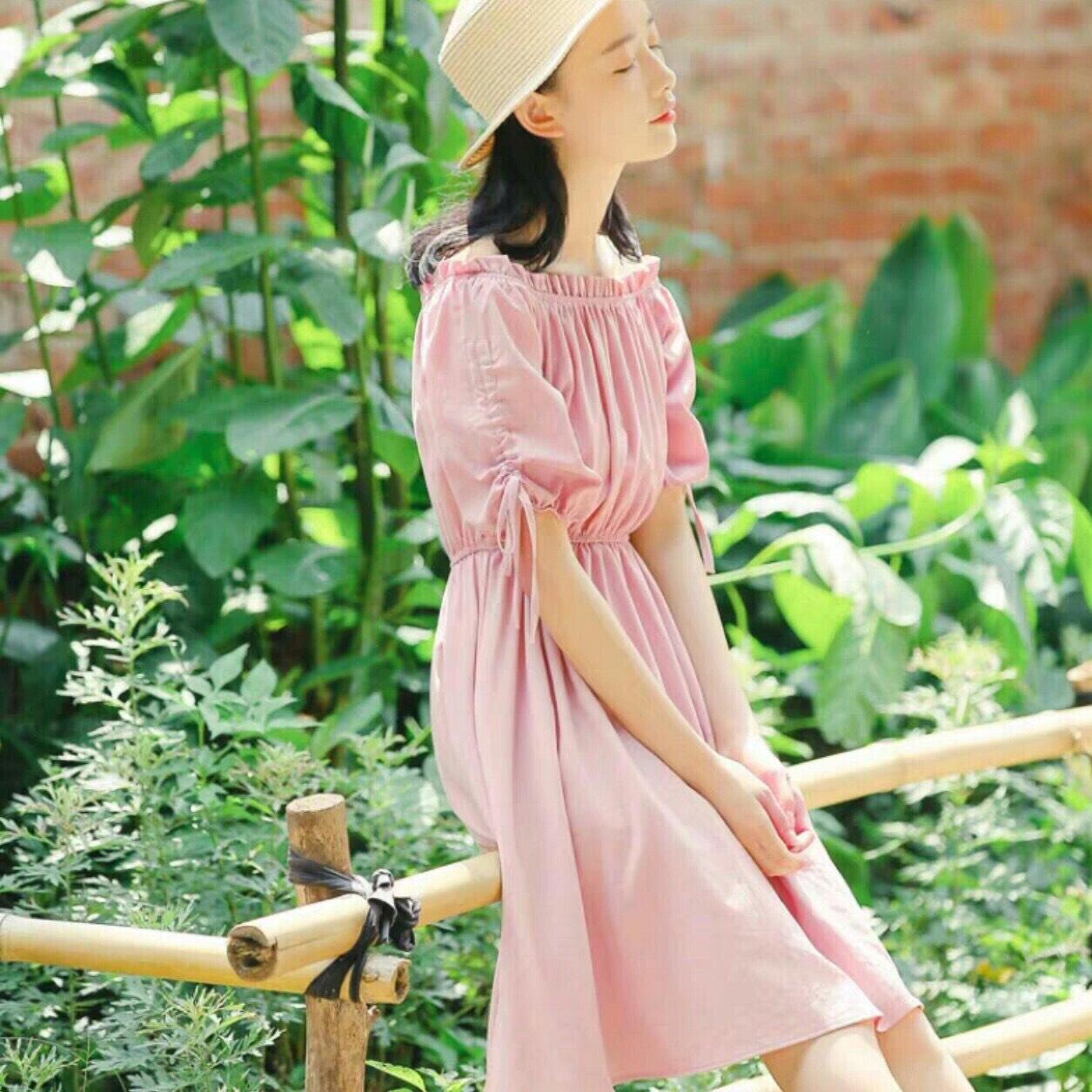 [HCM]Đầm xòe trễ vai nhũn hông