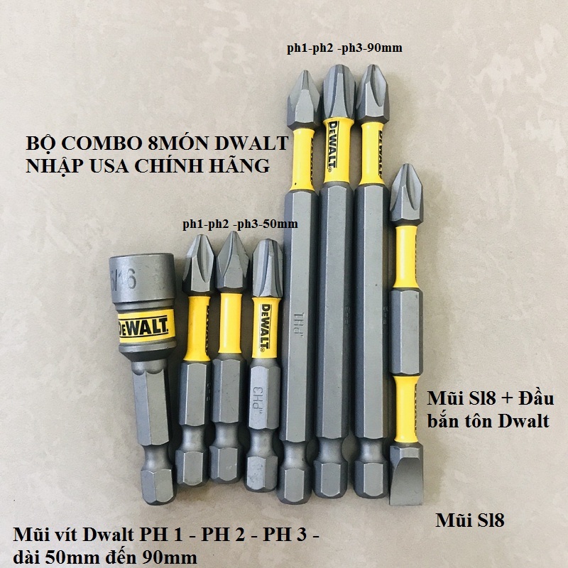 Bộ 8 Mũi Vít DeWalt Có Từ Nhập USA Loại Xịn