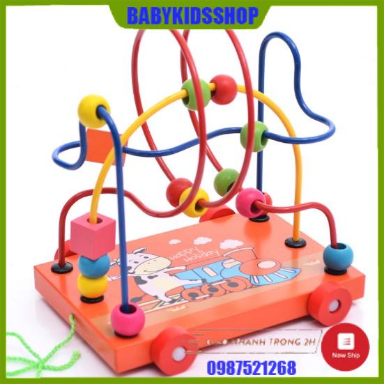 Đồ chơi gỗ xe luồn hạt size lớn cho bé