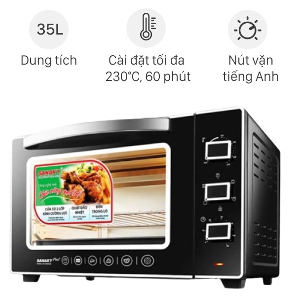 Sanaky vh3599s2d grill 35 liter-original on display 99%-5 oven modes fully meet our family's needs. With oblique function-12 months warranty