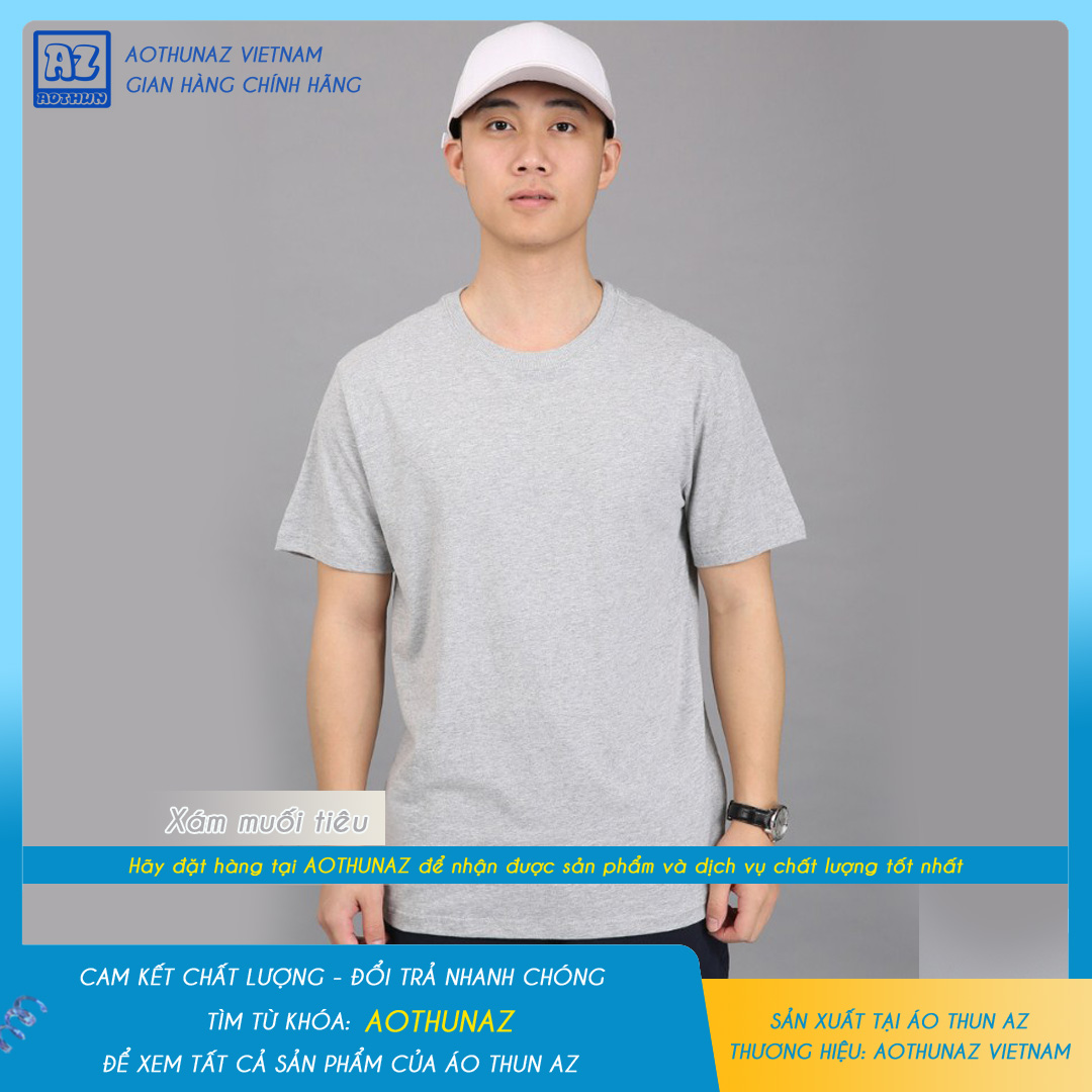 AOTHUNAZ - Áo thun trơn nam nữ màu xám muối tiêu thời trang đơn giản - Vải cotton thoáng mát