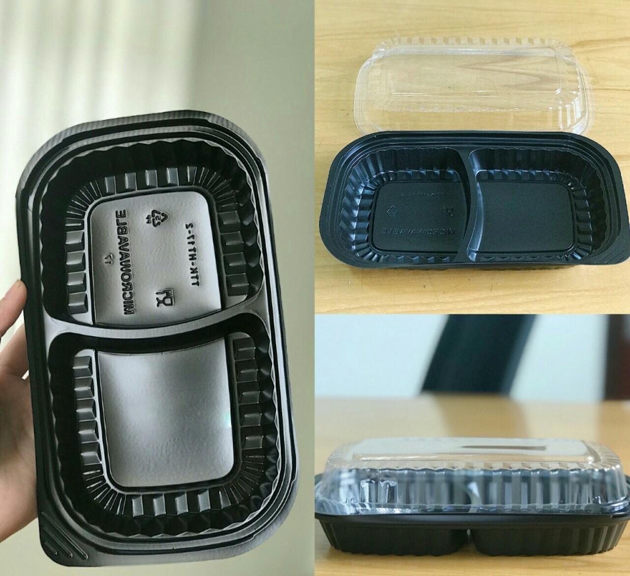 [HCM]HỘP CƠM ĐẾ ĐEN 2 NGĂN HT17 (THÙNG  500 BỘ)