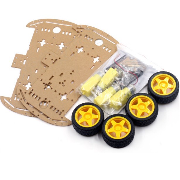 Bộ khung xe robot 2 tầng 4 động cơ bằng mica - Thực hành Arduino ESP8266