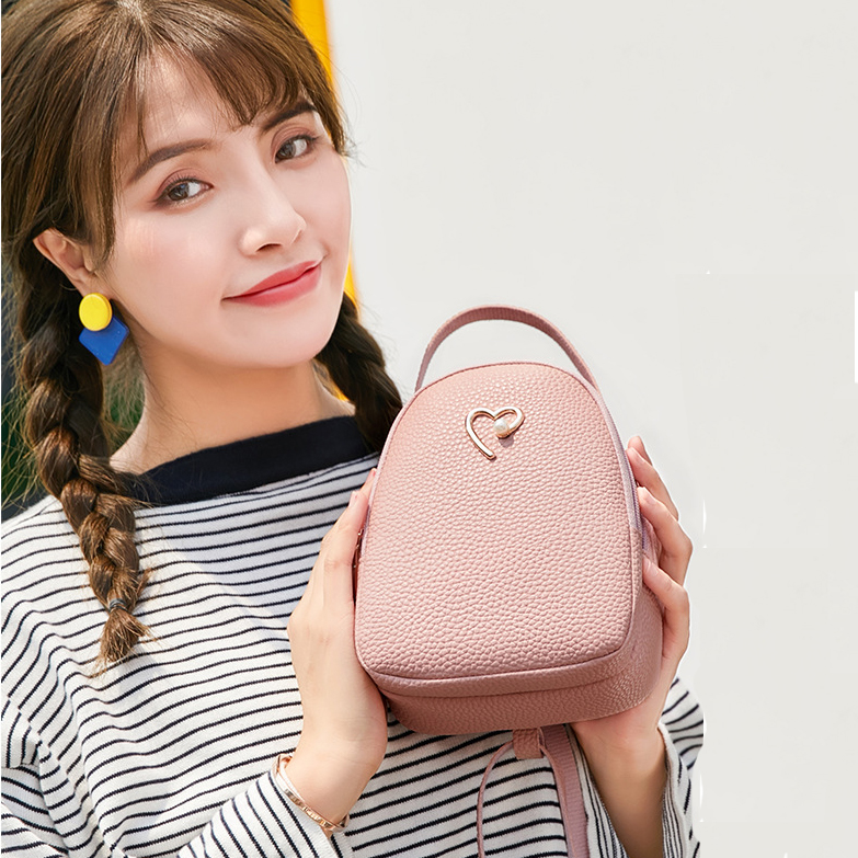 Balo Nữ Giả Da Trái Tim B37 Hồng