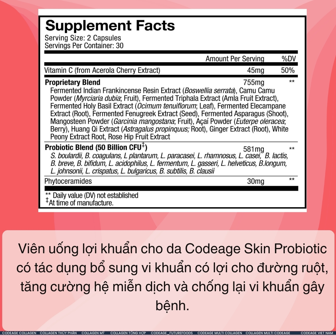 Viên Uống Lợi Khuẩn Cho Da CODEAGE Skin Probiotic 60 Viên