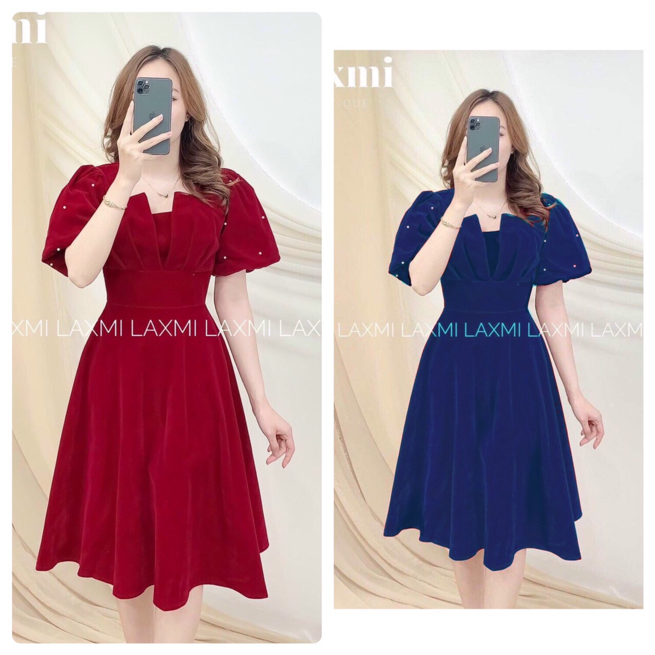 Đầm dự tiệc tay phồng kết ngọc đủ size