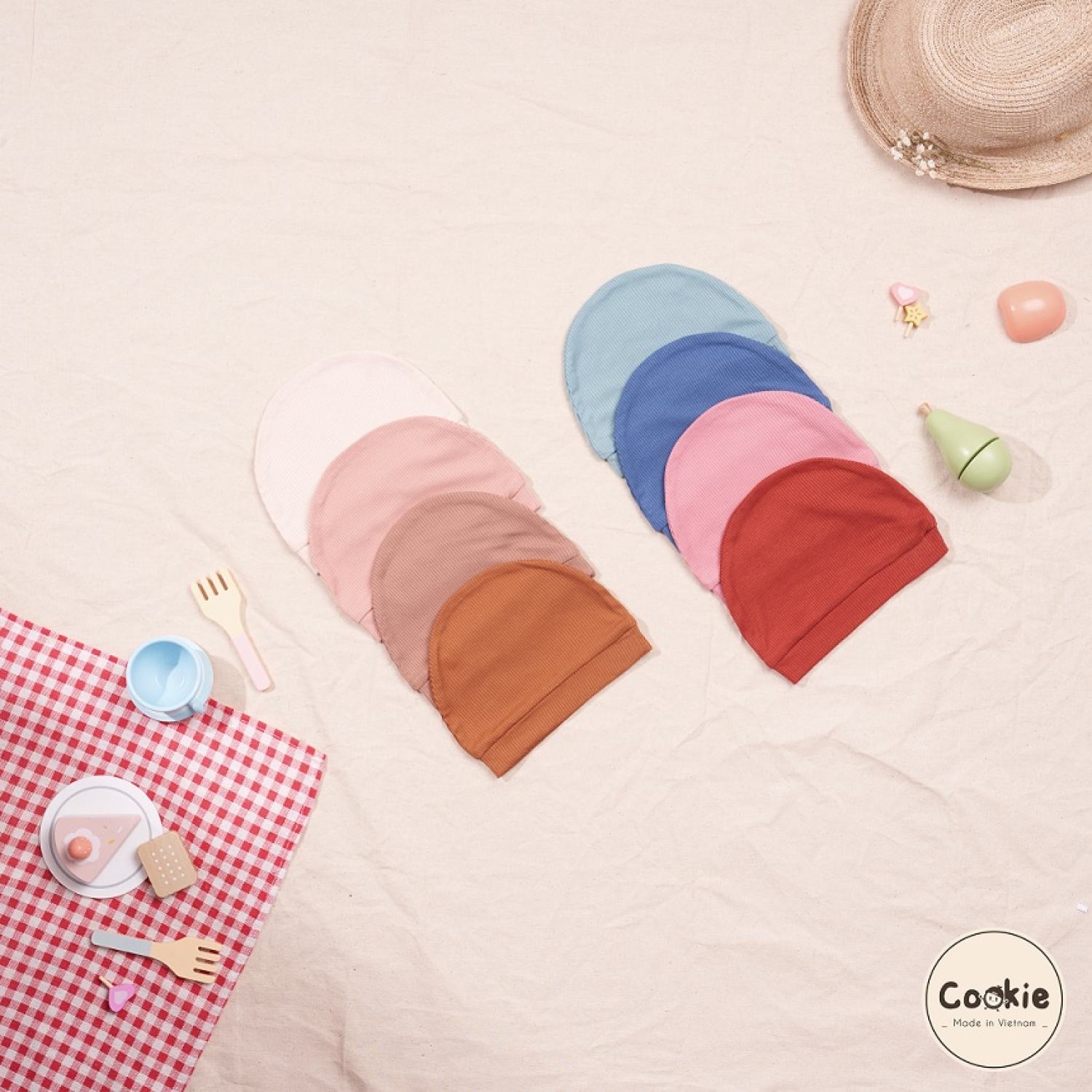 Phụ kiện cookie - mũ tròn - turban - bao tay - bao chân cho bé