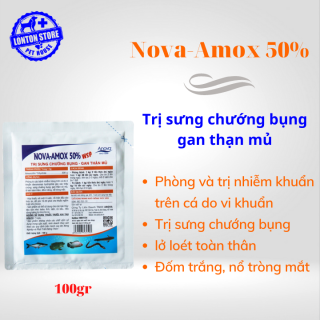 ANOVA Nova Amox 50 WSP - sản phẩm hổ trợ sức khỏe cho cá lươn ốc ếch ( TRƯỚNG BỤNG - GAN THẬN MỦ) , 100gr- Lonton store thumbnail