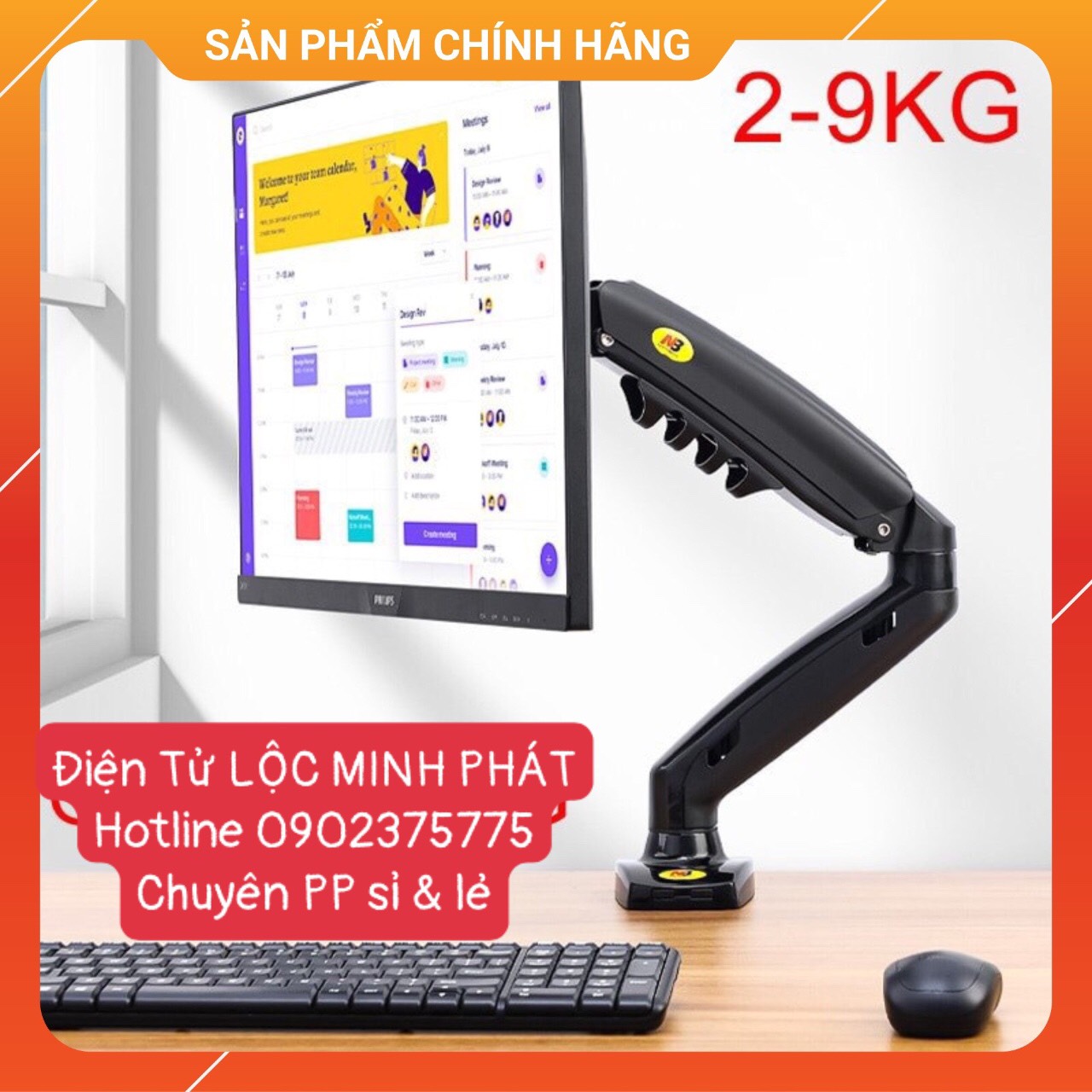 NB–F80 Giá Treo Màn hình máy tính/ Tay treo màn hình Xoay 360 độ Màn Hình 17" - 30" Tải trọng 9Kg Mẫu mới 2023