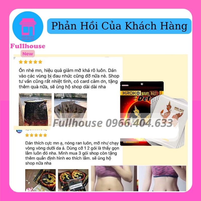 [FreeShip+Quà] Miếng Dán Giảm Mỡ, Miến Dán siêu Tan Mỡ Bụng Kroko Detox Thái Lan (Gói 5 Miếng)