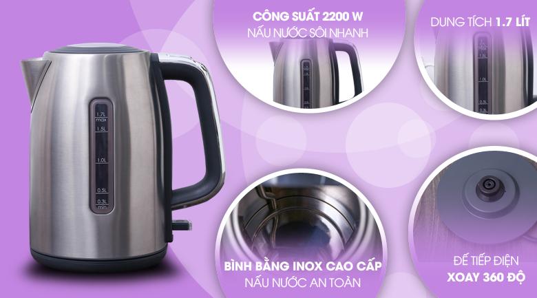 Bình siêu tốc Sharp 1.7 lít EKJ-17VS-ST
