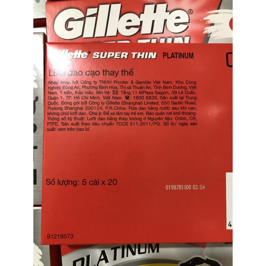 Lưỡi lam Gillette Superthin ông già 1 vỉ 100 lưỡi lam (20 hộp nhỏ)