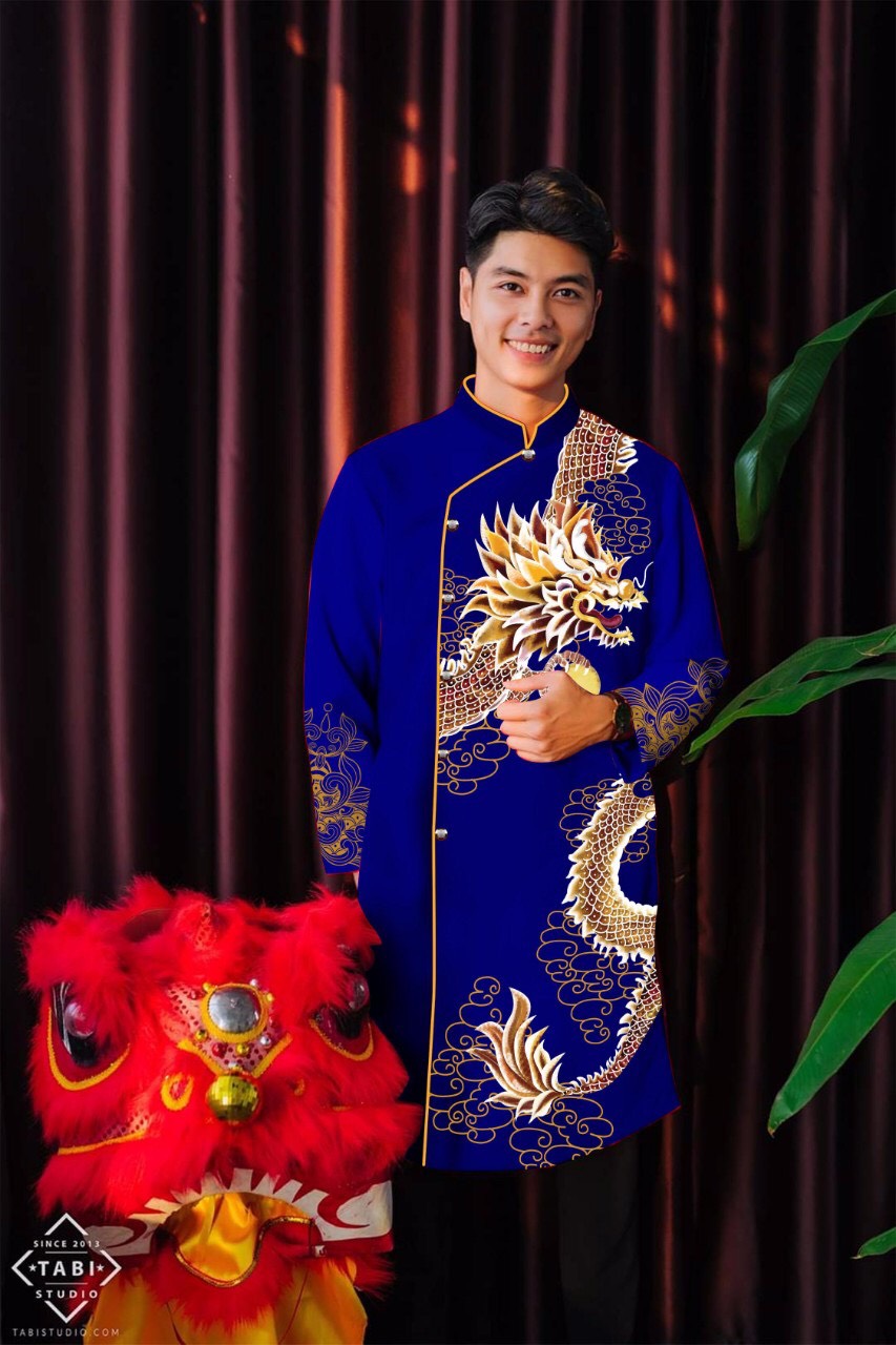 Áo dài cách tân Nam Chất Gấm Thượng Hải