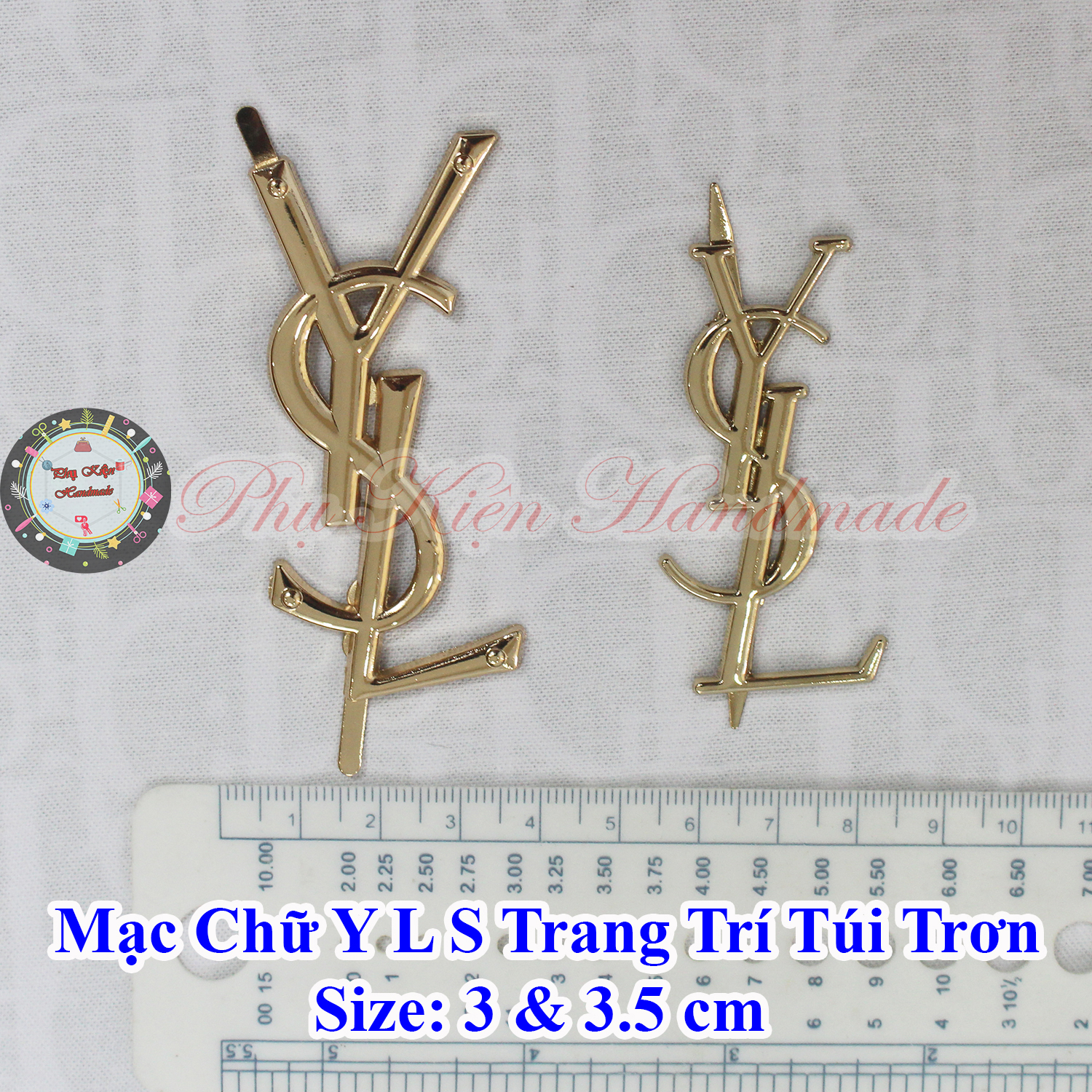 Mạc chữ Y L S trang trí túi trơn