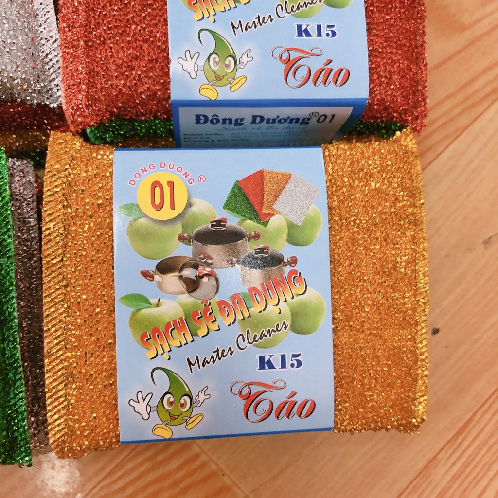 Combo 4 miếng cước rửa chén kim tuyến nhiều màu