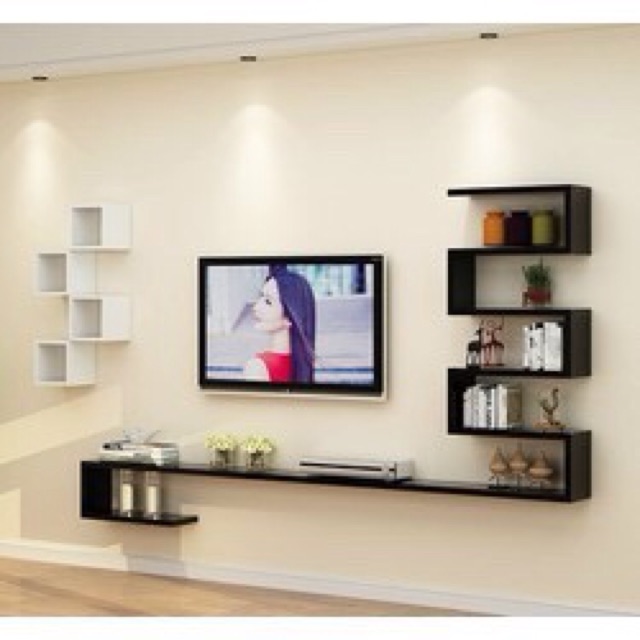Kệ gỗ trang trí ti vi treo tường