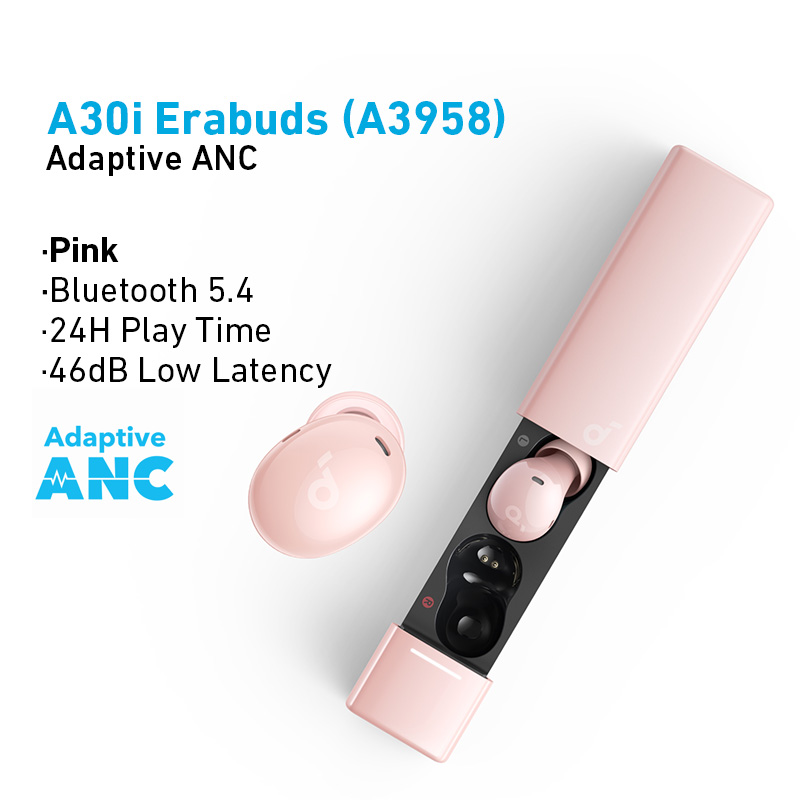 Soundcore by Anker A30i Earbuds Adaptive ANC Headsets Bluetooth 5.4 TWS 46dB Low Latency Headphone 10mm Drivers Earphone for iPhone 15 pro max Android Phone Laptop