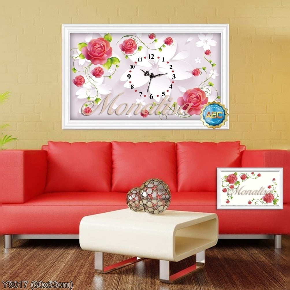 [HCM]Tranh Đính Đá Đồng Hồ Y8017 80x53cm