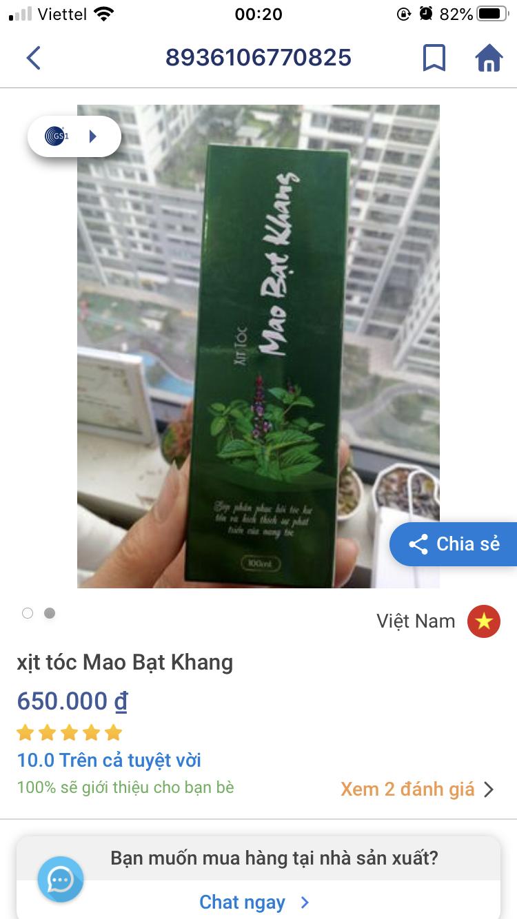 TINH DẦU HACO: XỊT TÓC MAO BẠT KHANG