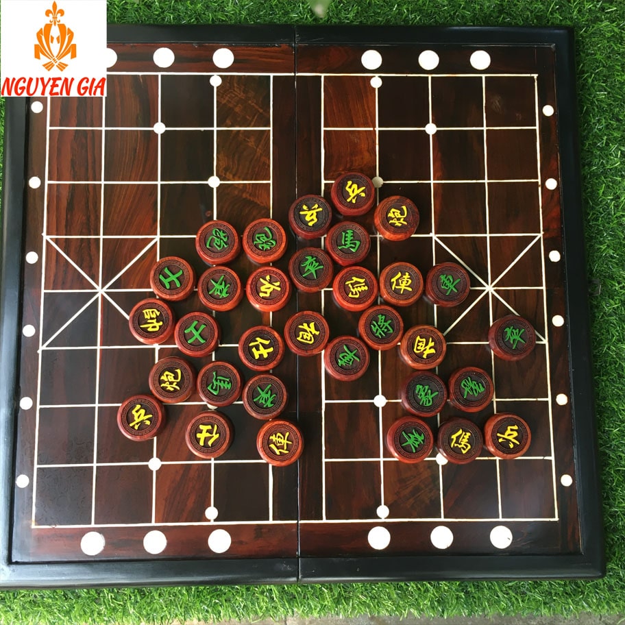 Bộ bàn cờ tướng cao cấp gỗ Trắc quân gỗ Hương đường kính 3,8 cm siêu bền đẹp bảo hành 12 tháng