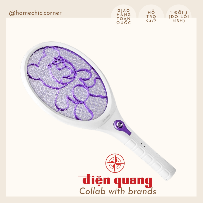 Vợt bắt muỗi ĐQ EMR04 WP (trắng - tím) - Điện Quang | HOME CHIC CORNER