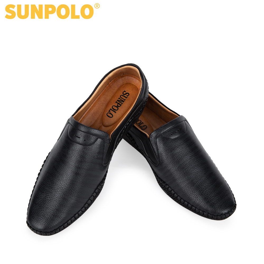 Giày lười nam da bò SUNPOLO SUS512 (Xanh đen)