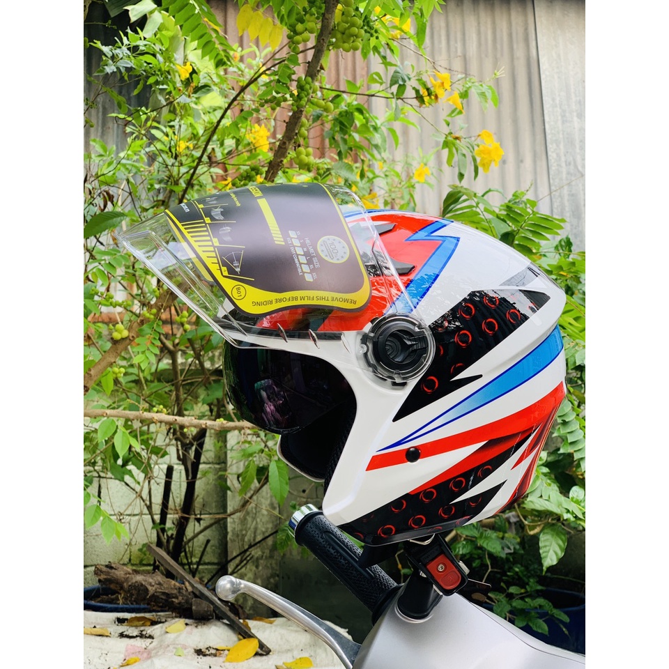 Nón bảo hiểm 3/4 2 kính M268 tem Dragon boy chính hãng cao cấp