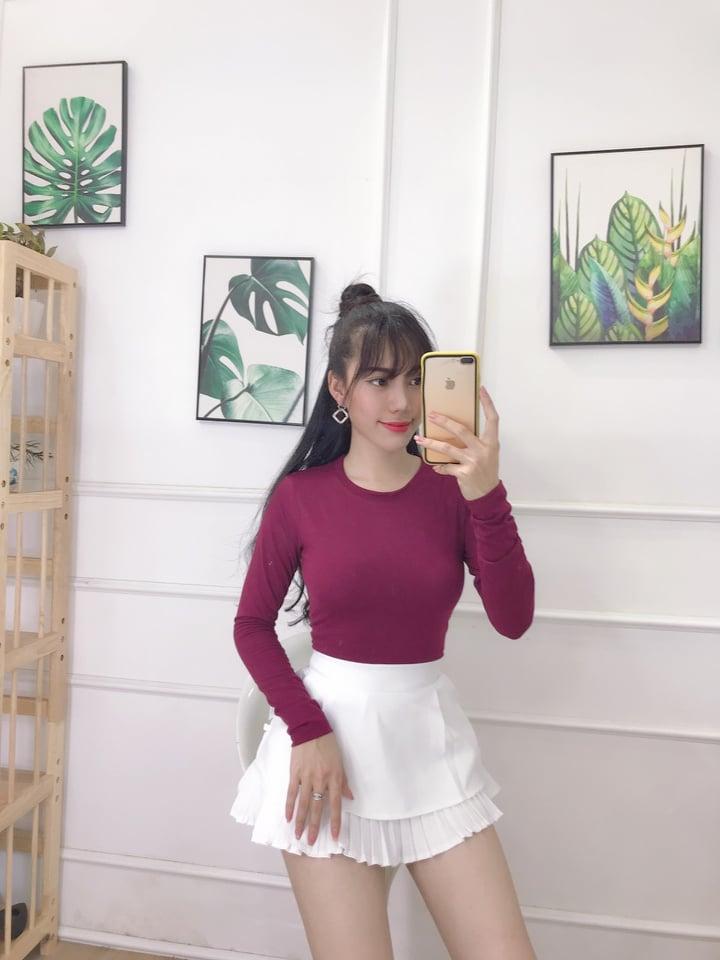 Áo lụa form body tay dài cổ tròn phong cách TTKX0282