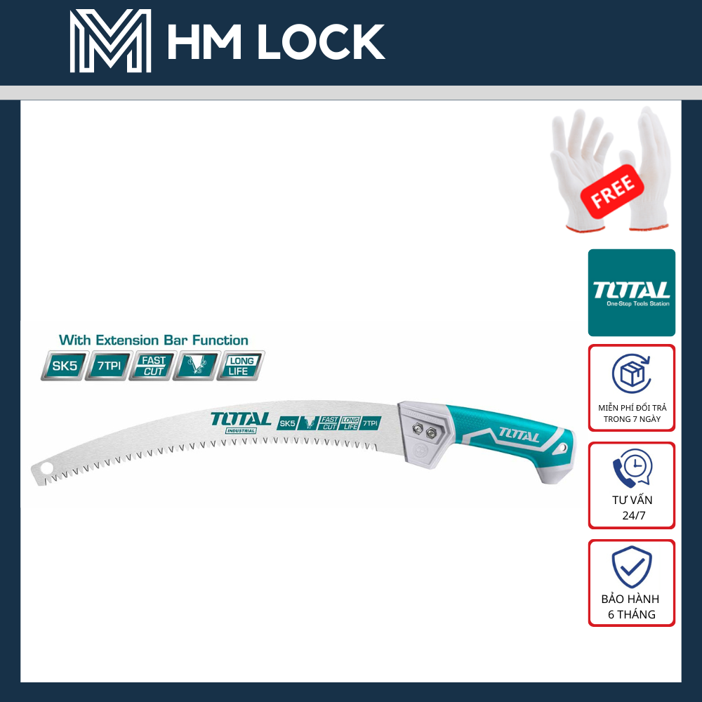 330mm cưa cành cầm tay lưỡi cong total - hàng chính hãng - tht5113306 - hm lock