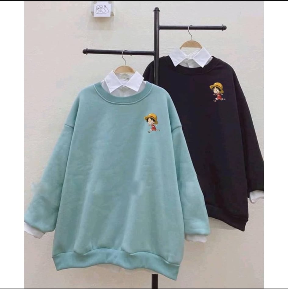 [ SWEATER ĐẸP ]Áo  sweater in hình  LUffy cute (trong luong tu 40 kg den 65kg )