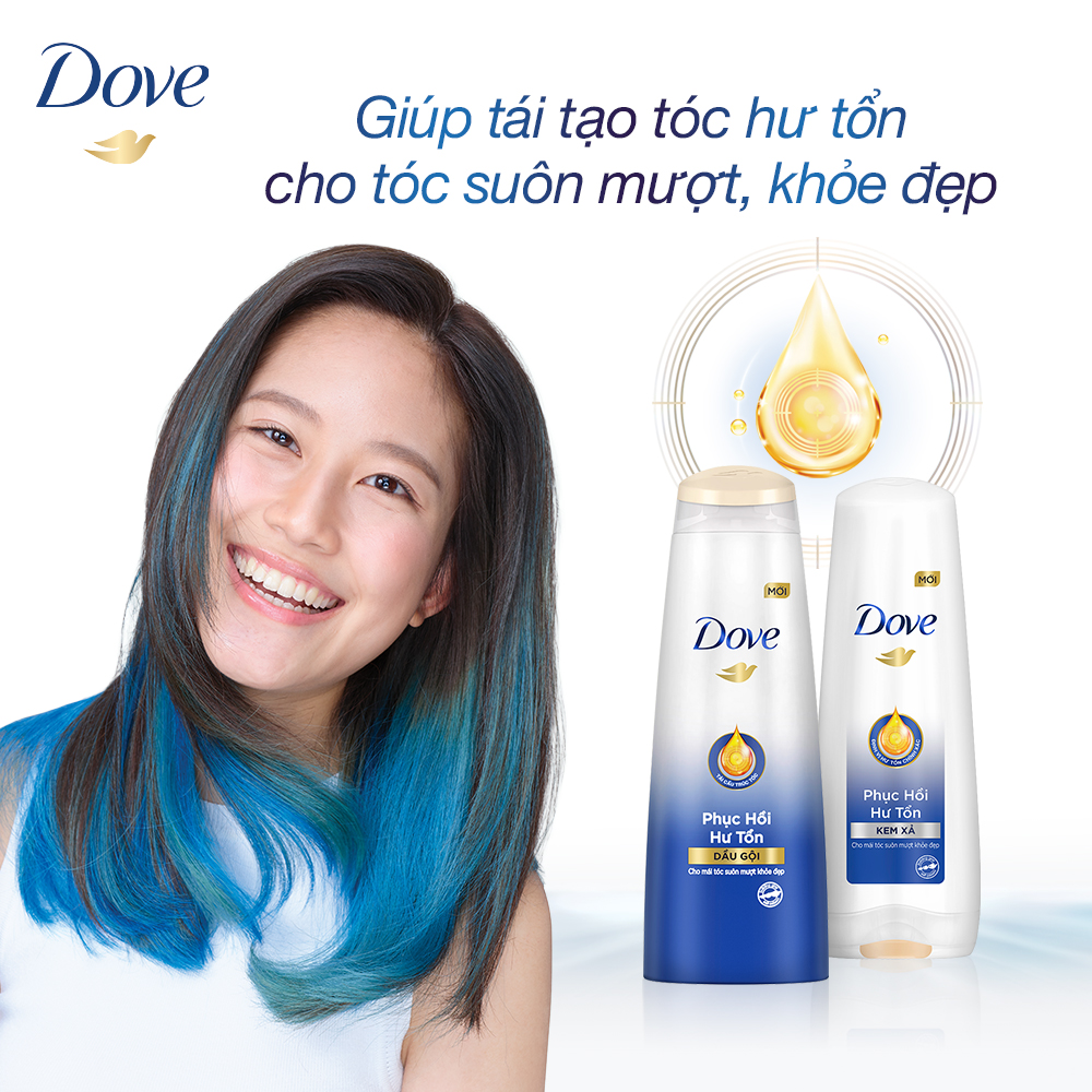 Kem xả phục hồi tóc Dove Phục Hồi Hư Tổn Công nghệ độc quyền Định Vị Hư Tổn Chính Xác cho tóc suôn mượt, khỏe đẹp 610g